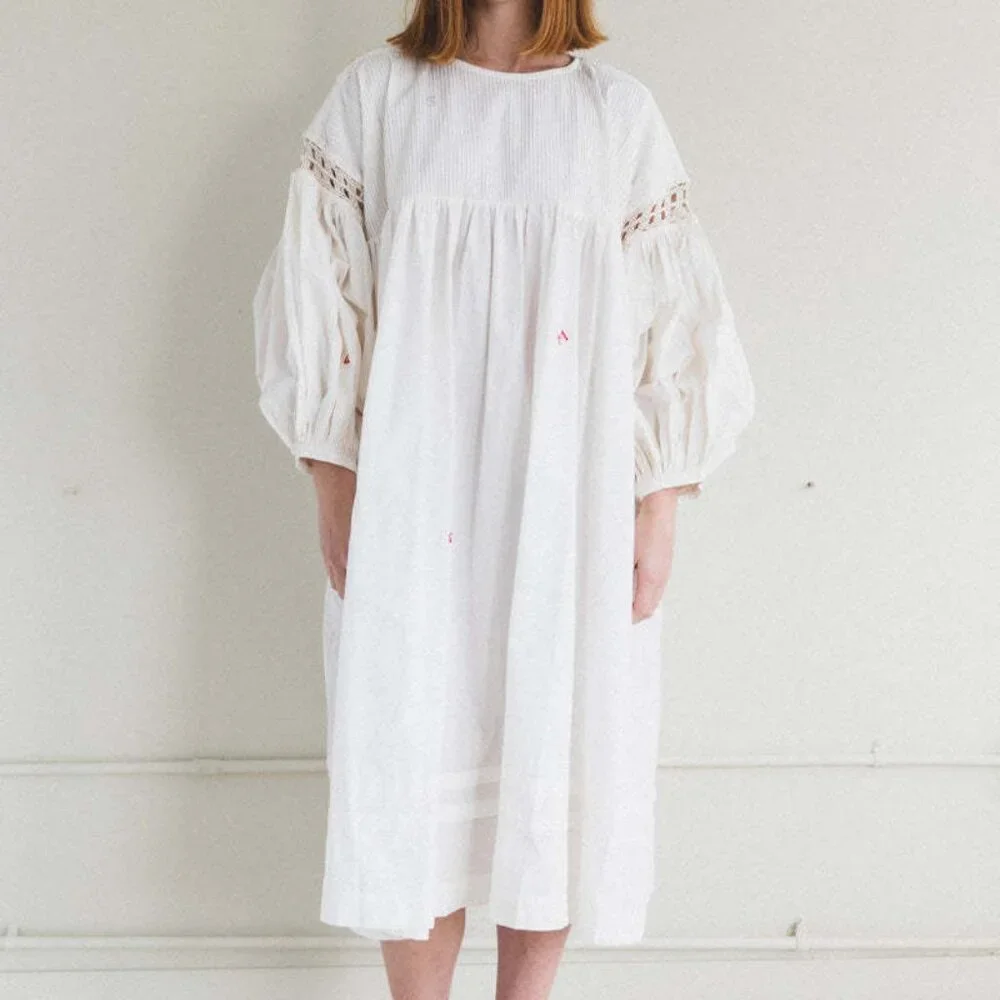Story MFG. Mon Dress in Ecru Top Stitch - Picture 4 of 10